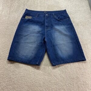Revolution Denim Shorts Mens 40 Blue Camo‎ Pocket Accent Faded Wash Relaxed Fit